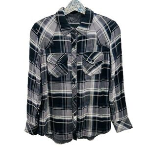 Rails Button Down Shirt Size Small plaid blue black gray white flannel